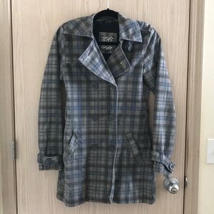 Hurley Plaid Trench Coat